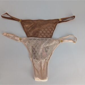 Victoria's Secret Brown and Cream Lace Thong